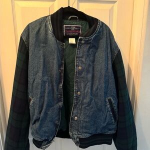 Vintage Gap denim and tartan Varsity jacket! Mens large!